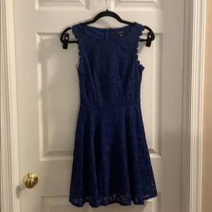 Lace overlay navy blue dress